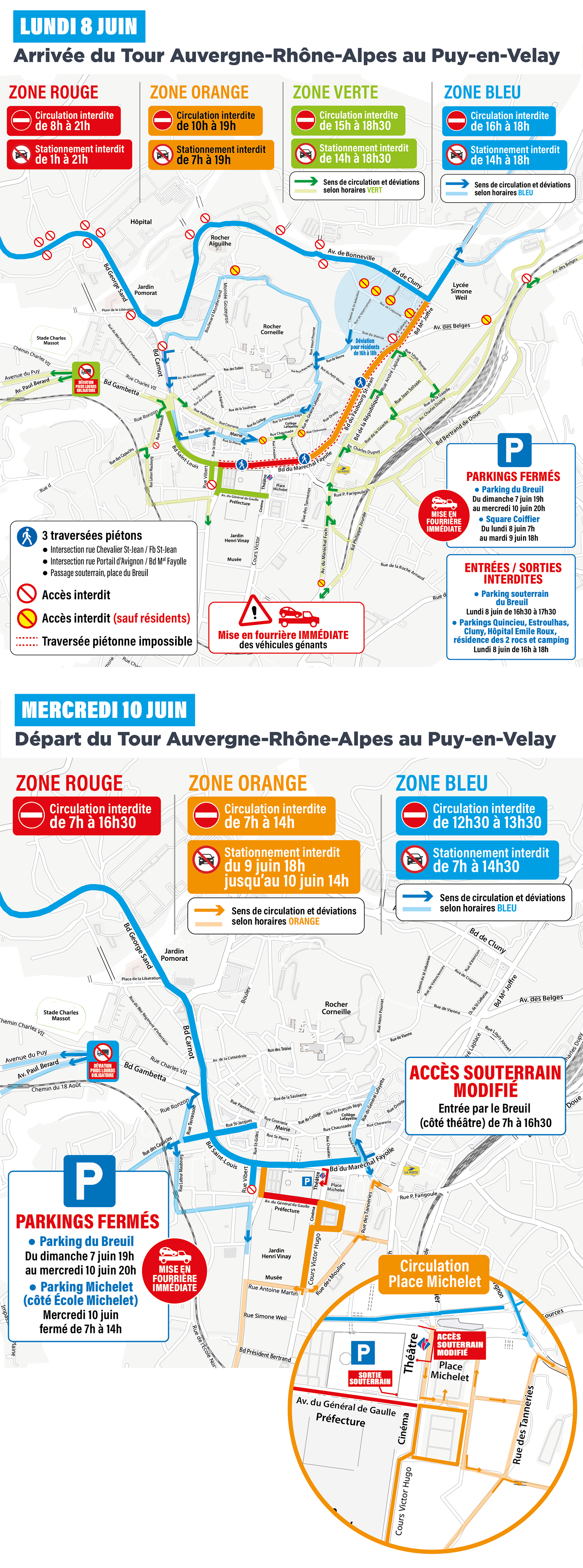 Tour AURA : comment venir, circuler et stationner les 8 et 10 juin